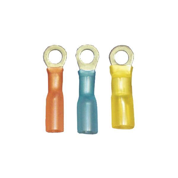 Quickcable Ring Terminal, #8 Stud Size, 18 AWG, 600 V, Heat Shrink Insulated, Red, 10 PK 164103-2010 - main